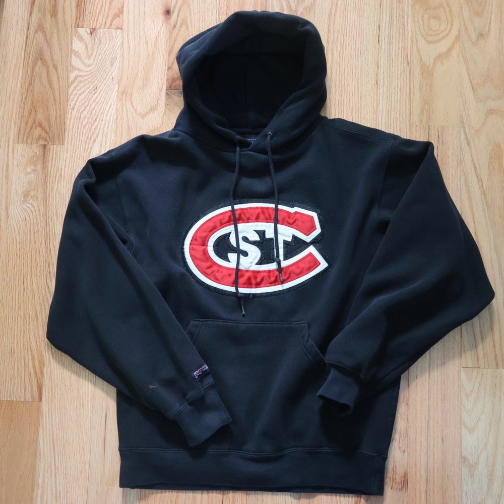 Jansport Vintage Black Hoodie with Red and White logo